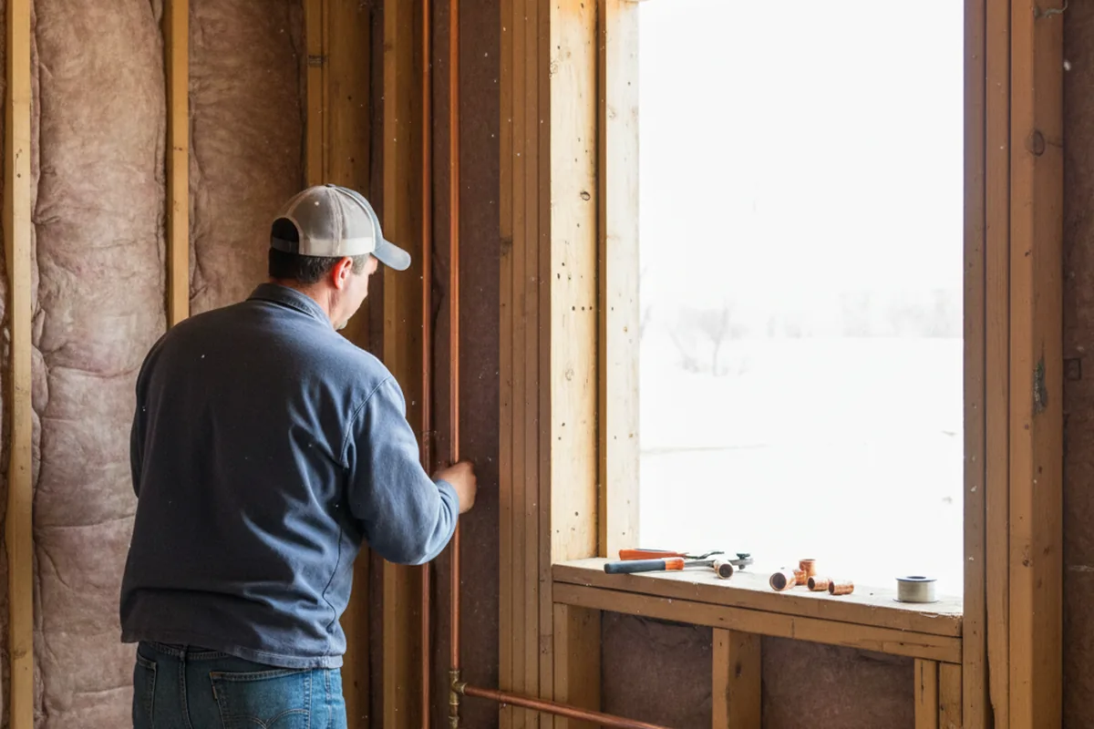 Licensed plumber running new copper supply lines in a Tinley Park home
